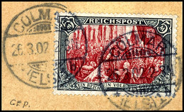 5 M. Reichspost, Type IV, Gestempelt Mit KGS "COLMAR 26.3.02" Auf Briefstück, Tadellose Erhaltung, Gepr. Jäschke BPP, Mi - Otros & Sin Clasificación