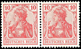 10 Pfg Germania, Friedensdruck, Karminrot, Waager. Paar Postfrisch, Gepr. Jäschke-L.BPP, Mi. 120,-, Katalog: 86Ia(2) ** - Sonstige & Ohne Zuordnung