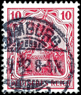 10 Pfg Germania Friedensdruck Dkl.karmin, Gest. HAMBURG, Gepr. Jäschke, Mi. 200,-, Katalog: 86Ic O - Autres & Non Classés