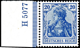 20 Pfg. Lilaultramarin, Postfrisch Vom Linken Seitenrand Mit HAN "H 5077", Geprüft Jäschke-L. BPP, Mi. 220.-, Katalog: 8 - Sonstige & Ohne Zuordnung