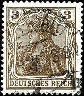 3 Pfg. Germania Kriegsdruck, Schwarzockerbraun, Gest., Gepr. Zenker BPP, Mi. 140,-, Katalog: 84IIb O - Altri & Non Classificati