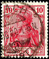 10 Pfg. Germania Kriegsdruck, Schwärzlichrosarot, Gest., Gepr. Oechsner BPP, Mi. 200,-, Katalog: 86IIf O - Sonstige & Ohne Zuordnung