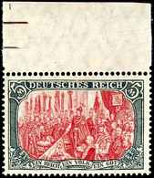 5 Mk. Deutsches Reich, Karmin Quarzend, Oberrandstück Postfrisch, Gepr. Oechsner BPP, Mi. 120,-, Katalog: 95AIb ** - Sonstige & Ohne Zuordnung