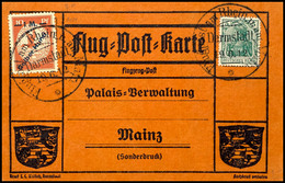 1 M. Auf 10 Pfg Flugpost Rhein/Main "Gelber Hund" Zusammen Mit 5 Pfg Germania Auf Flugpostkarte Von "Flugpost Am Rhein U - Altri & Non Classificati