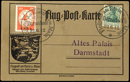 20 Pfg Flugpost Am Rhein Und Main, Aufdruck "E.EL.P." Auf Vordruck-Flugpostkarte Von DARMSTADT 22.6.12 An Altes Palais,  - Autres & Non Classés