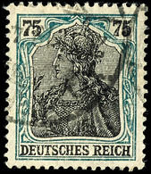 75 Pfg Germania Rahmen Bläulichgrün, Tadellos Gestempelt, Gepr. Infla Und Tworek BPP, Mi. 450.-, Katalog: 104d O - Sonstige & Ohne Zuordnung