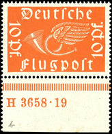 10 Pfg. Flug, Dunkelrötlichorange, Unterrandstück Mit HAN H 3658.19, Postfrisch, Gepr. Infla, Mi. 150,-, Katalog: 111b H - Altri & Non Classificati