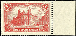 1 M. Rot, Bräunlichlila Quarzend, Postfrisch Vom Rechten Bogenrand, Geprüft Oechsner BPP, Mi. 130.-, Katalog: A113b ** - Other & Unclassified
