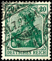 20 Pfg. Germania Schwärzlichgraugrün, Gest., Gepr. Infla/Tworek BPP, Mi. 130,-, Katalog: 143c O - Autres & Non Classés