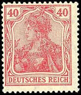 40 Pfg. Germania Lilakarmin, Postfrisch, Gepr. Infla (frühere Kennzeichnung F), Mi. 150,-, Katalog: 145bII ** - Other & Unclassified