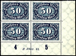 50 Mark Queroffset, C-Farbe, Viererblock Vom Eckrand Unten Rechts Mit HAN "H 5463.22", Tadellos Postfrisch, Gepr. Tworek - Altri & Non Classificati