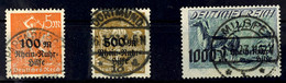 5 Bis 20 Mk. Rhein-Ruhrhilfe, 3 Werte Kpl. Gest., Gepr. Infla, Mi. 150,-, Katalog: 258/60 O - Altri & Non Classificati