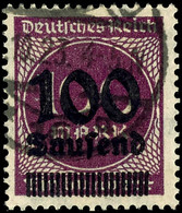 100 Tsd Auf 100 Mk. Dunkelgraupurpur, Gest.,  Kurzbefund Tworek BPP: "echt Und Einwandfrei", Mi. 140,-, Katalog: 289a O - Other & Unclassified