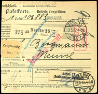 9 Mark "Gebühr Bezahlt", Paketkarte Von BERLIN 3.5.22 Nach Memel, Sehr Frühe Barfrankierung  BF - Altri & Non Classificati
