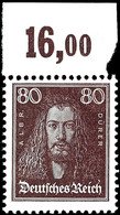 80 Pfg Dürer Mit Oberrand, Plattendruck, Tadellos Postfrisch, Mi. 1000,-, Katalog: 397POR ** - Other & Unclassified