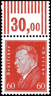 60 Pfg. Reichspräsidenten, Walzendruck Vom Oberrand, Postfrisch, Fotoattest Schlegel BPP, Mi. 300.-, Katalog: 421WOR ** - Other & Unclassified