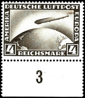 1-4 M. Zeppelin, Postfrisch, 2 Und 4 M. Vom Bogenunterrand, Tadellos, Geprüft Und Fotoattest Schlegel D. BPP, Mi. 570,-, - Other & Unclassified