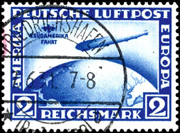 2 MK. Südamerikafahrt, Gest. FRIEDRICHSHAFEN 7.6.31 (kl. Rötelspur), Mi. 500,-, Katalog: 438X O - Other & Unclassified