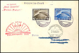 1931, Polarfahrt, Zeppelinbrief Frankiert Mit 2 RM Und 4 RM Polarfahrtmarken, Bordpost Bis Leningrad, Alle Stempel Vs.,  - Altri & Non Classificati
