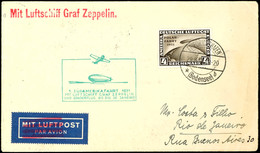 4 M. Polarfahrt Auf Zeppelinbrief Der Südamerikafahrt Nach Rio De Janeiro, An Rechtem Briefrand Einige Knittersporen, So - Other & Unclassified