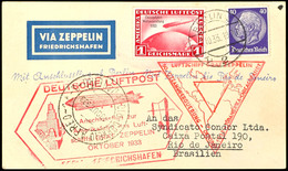 1 M. Chicagofahrt Mit Zusatzfrankatur 40Pfg. Hindenburg Auf Zeppelinkarte Der Chicagofahrt Nach Rio, Mit Anschlussflug A - Sonstige & Ohne Zuordnung