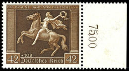 42 Pfg. Braunes Band 1938, Rechtes Randstück Postfrisch, Gepr. Schlegel BPP, Mi. 150,-, Katalog: 671y ** - Other & Unclassified