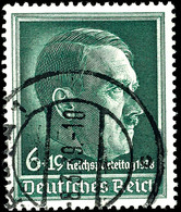 6 Pfg. Reichsparteitag, Waager. Gummiriffelung, Gest., Gepr. Schlegel BPP, Mi. 200,-, Katalog: 672y O - Other & Unclassified