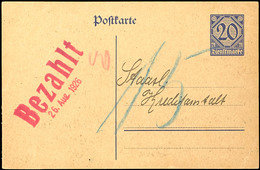 20 Pfg Ganzsachenpostkarte Im Ortsverkehr Von Oldenburg (26.8.1926), Mit Rückseitigem Vordruck Zur Einziehung Von Fehlpo - Other & Unclassified