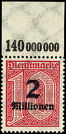 2 Mill. Mark Auf 10 Pf Mit Wz. Y Vom Oberrand Platte Tadellos Postfrisch, Mi. 70,--, Katalog: 97Y P OR ** - Altri & Non Classificati