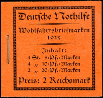 Nothilfe 1925, Postfrisches Markenheftchen, H-Blatt-Ränder Durchgezähnt/nicht Durchgezähnt, Tadellos, Fotoattest Schlege - Libretti