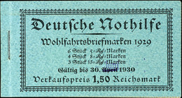 1929, Nothilfe Markenheftchen, Deckeldatum Mit Violettem Monatsstempel Geändert, Jedes Heftchenblatt Mit 2 Zentrischen O - Carnets