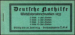 Nothilfe 1933, Postfrisches Markenheftchen, Der Linke 8 Pfg.-Wert Weist Rückseitig Ein Herstellungsbedingtes Eingepresst - Libretti