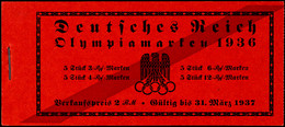 Olympische Spiele 1936, Markenheftchen Mit Querbalken Auf Deckelseite, Postfrisch, Tadellos, Fotoattest Schlegel D. BPP, - Libretti