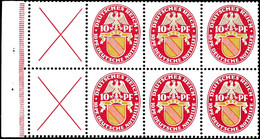 Nothilfe 1926, Markenheftchenblatt 10 Pfg., Heftchenblattrand Strichelleiste Rot Oben Verkürzt 0.0, Postfrisch, Die Rech - Other & Unclassified