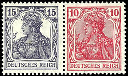 Germania 1919, 15 + 10 Pfg Germania, Waagerechter Zusammendruck, Tadellos Ungebraucht, Mi. 180.-, Katalog: W13 * - Andere & Zonder Classificatie