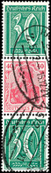 Germania Und Ziffern 1921, 30 Pfg + 40 Pfg + 30 Pfg, Senkrechter Zusammendruck, Tadellos Gestempelt Mit Bahnpoststempel  - Other & Unclassified