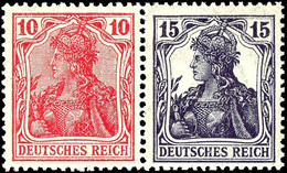 10+15 Pfg Germania, Rosarot/grauviolett, Waager. Zusammendruck, Postfrisch, Gepr. Jäschke-L.BPP, Mi. 450,-, Katalog: W12 - Autres & Non Classés