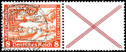 1933 Nothilfe, 8+X, Waagerechter Zusammendruck, Gestempelt, Geprüft Schlegel D. BPP, Mi. 200.-, Katalog: W53 O - Sonstige & Ohne Zuordnung