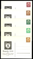 1935, 5 Privatganzsachen Zur "BEPOSTA",  3 - 15 Pf. Mit "Berliner Wappen", Ferch-Katalog PP 122C11, 126C6, 127 C11, 130  - Autres & Non Classés