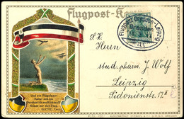 1914, Flugpost Dresden-Leipzig, Entsprechende Flugpost-Sonderkarte Mit 5 Pfg Germania Und Sonderstempel "Flugpost Dresde - Altri & Non Classificati