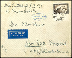 1928, Amerikafahrt, Brief Mit 4 RM. Zeppelin Mit Unterrand Von "FRIEDRICHSHAFEN LUFTPOST 10. OKT 28" Nach New York / USA - Andere & Zonder Classificatie