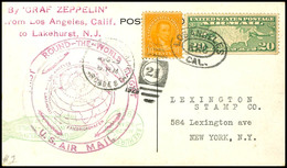 1929, Weltrundfahrt, Amerikanische Post, Los Angeles Bis Lakehurst, Bildpostkarte "Germanys Largest Airship, L.Z.127" Mi - Sonstige & Ohne Zuordnung