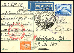 1930 SAF, Karte Mit 2 RM (Nr. 438 Y), Friedrichshafen - Rio De Janeiro, Weiterleitung Nach Antofagasta(Chile), Brasil. S - Other & Unclassified