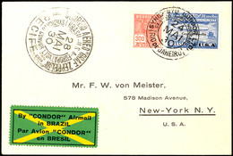 1930, Südamerikafahrt, Brasilianische Post, Brief Mit 20 000 RS. Blau Mit Aufdruck USA Nach New York, Katalog: 59F BF - Sonstige & Ohne Zuordnung