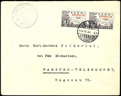 1930, Ostseefahrt, Finnische Post, Brief Frankiert Mit 2 Zeppelin-Sondermarken Nach Hamburg, Katalog: Si.89B BF - Sonstige & Ohne Zuordnung