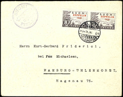 1930, Ostseefahrt, Finnische Post, Brief Frankiert Mit 2 Zeppelin-Sondermarken Nach Hamburg, Katalog: Si.89B BF - Andere & Zonder Classificatie