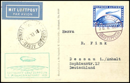 1931, 1. Südamerikafahrt, Bordpost Bis Pernambuco, Fotopostkarte "LZ 127" Mit 2 RM. Zeppelin Mit "LUFTSCHIFF GRAF ZEPPEL - Altri & Non Classificati