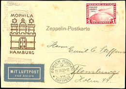 1931, Zürichfahrt, Bordpost Mit Zusatzstempel Der "MOPHILA Hamburg", Ansichtskarte "Abfertigung Der Post Für Das Luftsch - Autres & Non Classés