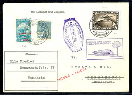 1931, 2. Südamerikafahrt, Hin- Und Rückfahrt, Brief Mit 4 RM. Zeppelin Von "FRIEDRICHSHAFEN 18.9.31" Nach Pernambuco Und - Otros & Sin Clasificación