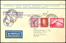 1932, 1. Südamerikafahrt, Bordpost Hinfahrt, Brief Mit 1 Rm. Zeppelin, 15 Pfg Adler Und 60 Pfg Reichspräsidenten Mit Bor - Autres & Non Classés